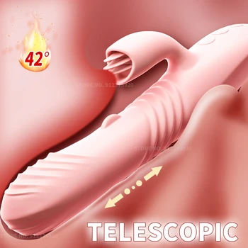 Încălzire Telescopic Dildo Vibrator pentru Femei Stimulator Clitoris Sex Mașină de Jucărie Adult Erotic Bunuri Vagin Masturbator Instrument