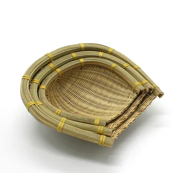 Țesute Manual Mini Bambus Făraș Împletite Placa De Uscat Tava De Fructe Gustare De Depozitare Coș De Bambus Bambus Meserii Decor De Masă